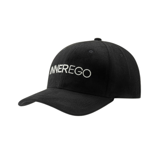 INNER EGO embroidered Black suede cap detail - luxury headwear