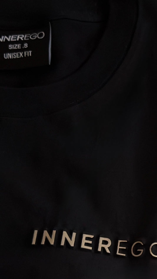 Black embossed regular fit t-shirt - Inner Noir premium streetwear INNER EGO