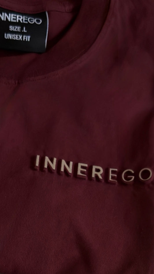 Burgundy embossed regular fit t-shirt - Inner Rouge premium streetwear INNER EGO