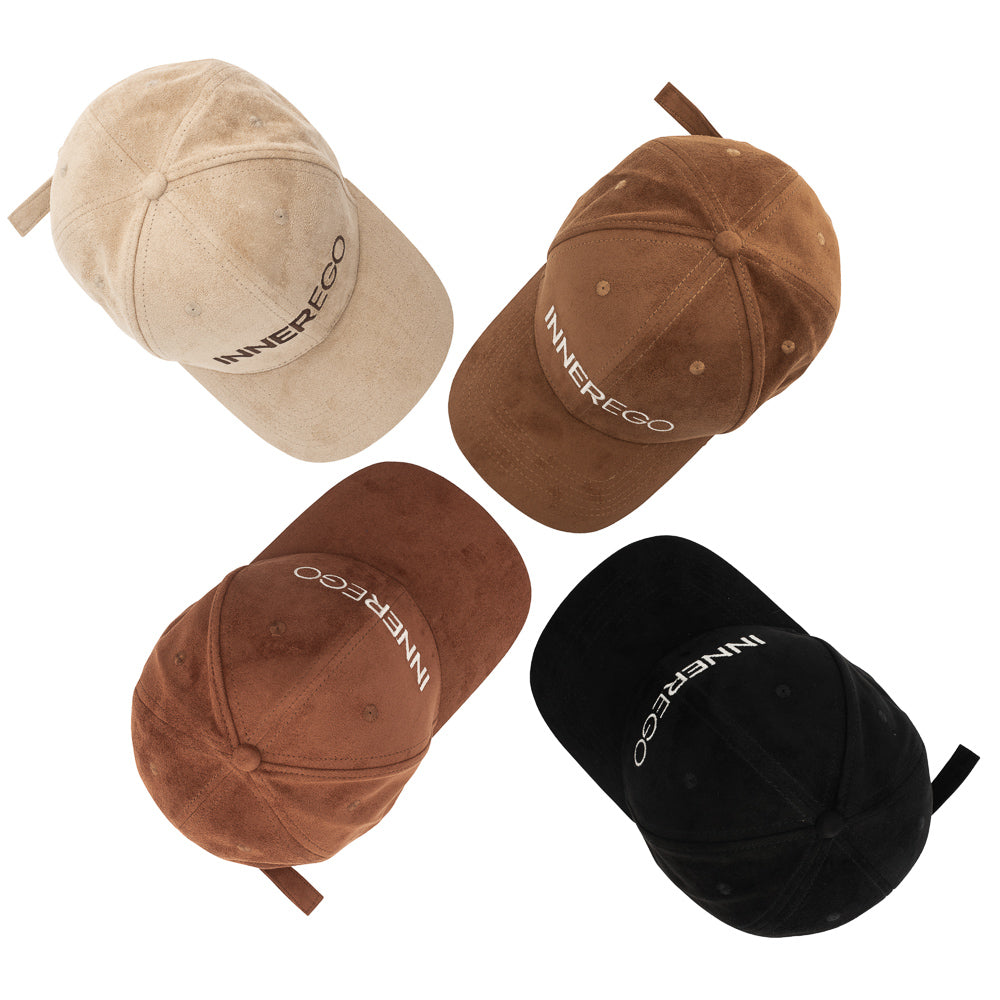 INNER EGO embroidered suede caps detail - luxury headwear