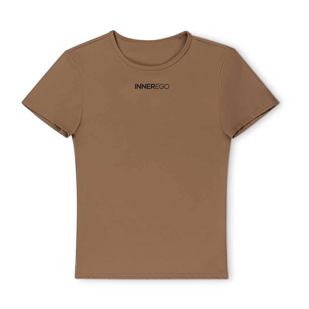 Cocoa brown activewear flex-set tshirt - second skin feel