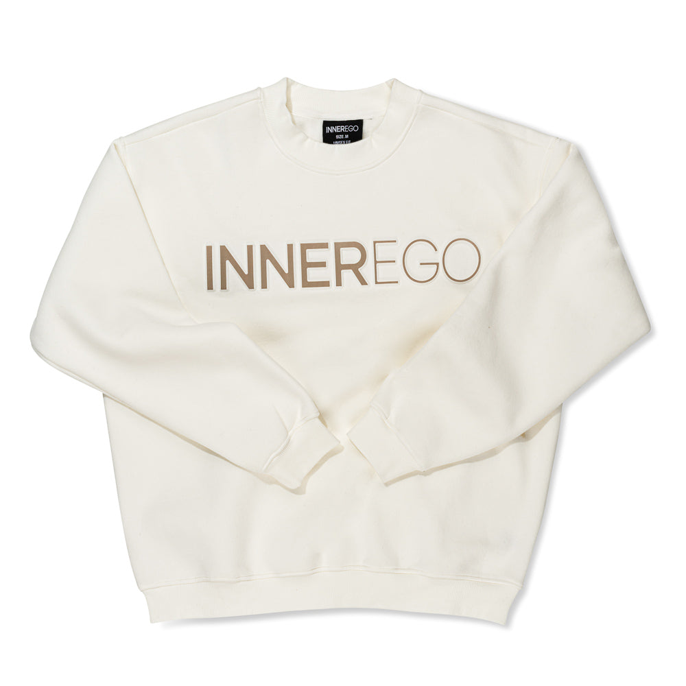 White oversized embossed sweatshirt - Inner Blanc premium streetwear INNER EGO