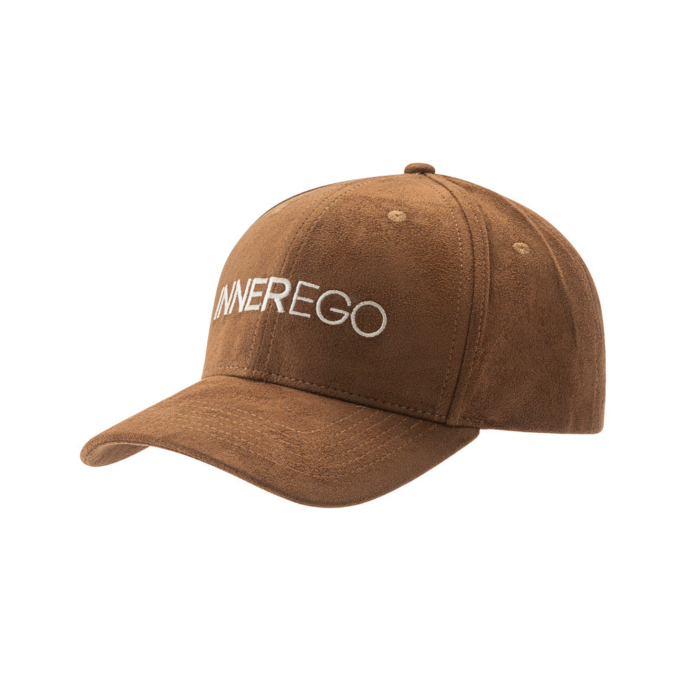 INNER EGO embroidered burnt rust suede cap detail - luxury headwear