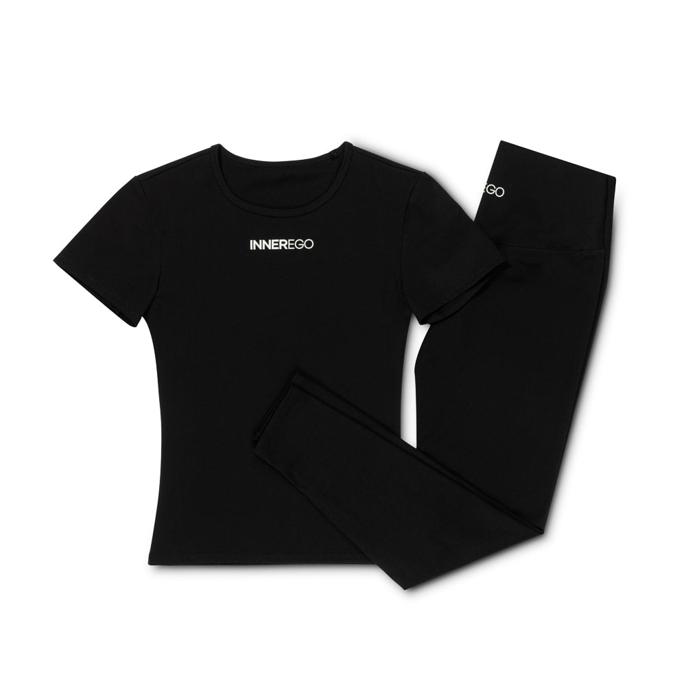Women's Flex Set in Noir black - sculpting activewear INNER EGO