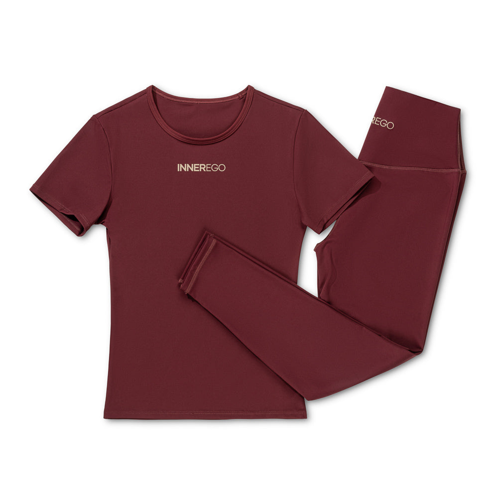Women's Flex Set in burgundy red - sculpting activewear INNER EGO