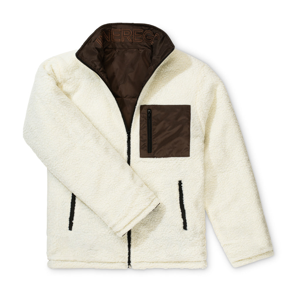 Reversible Unisex Jacket - Brown Nylon/Cream Teddy Fleece