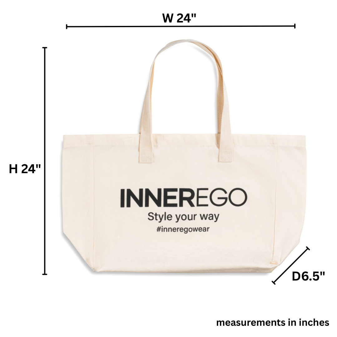 Oversized INNER EGO tote bag - shopper beach bag canvas accessories