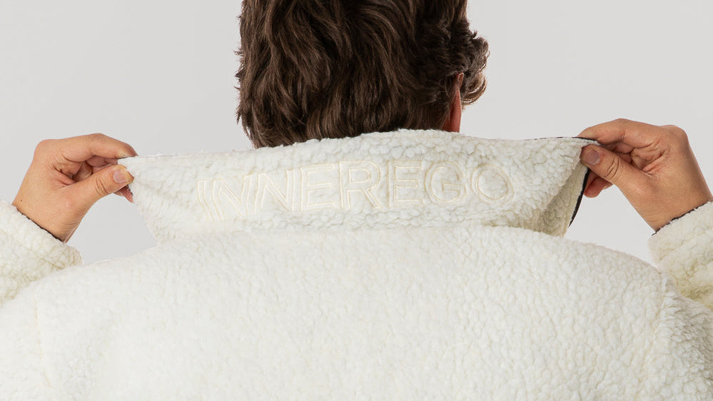 Reversible Unisex Jacket - Brown Nylon/Cream Teddy Fleece